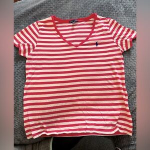 Ralph Lauren women's shirt, hot pink & white stripes